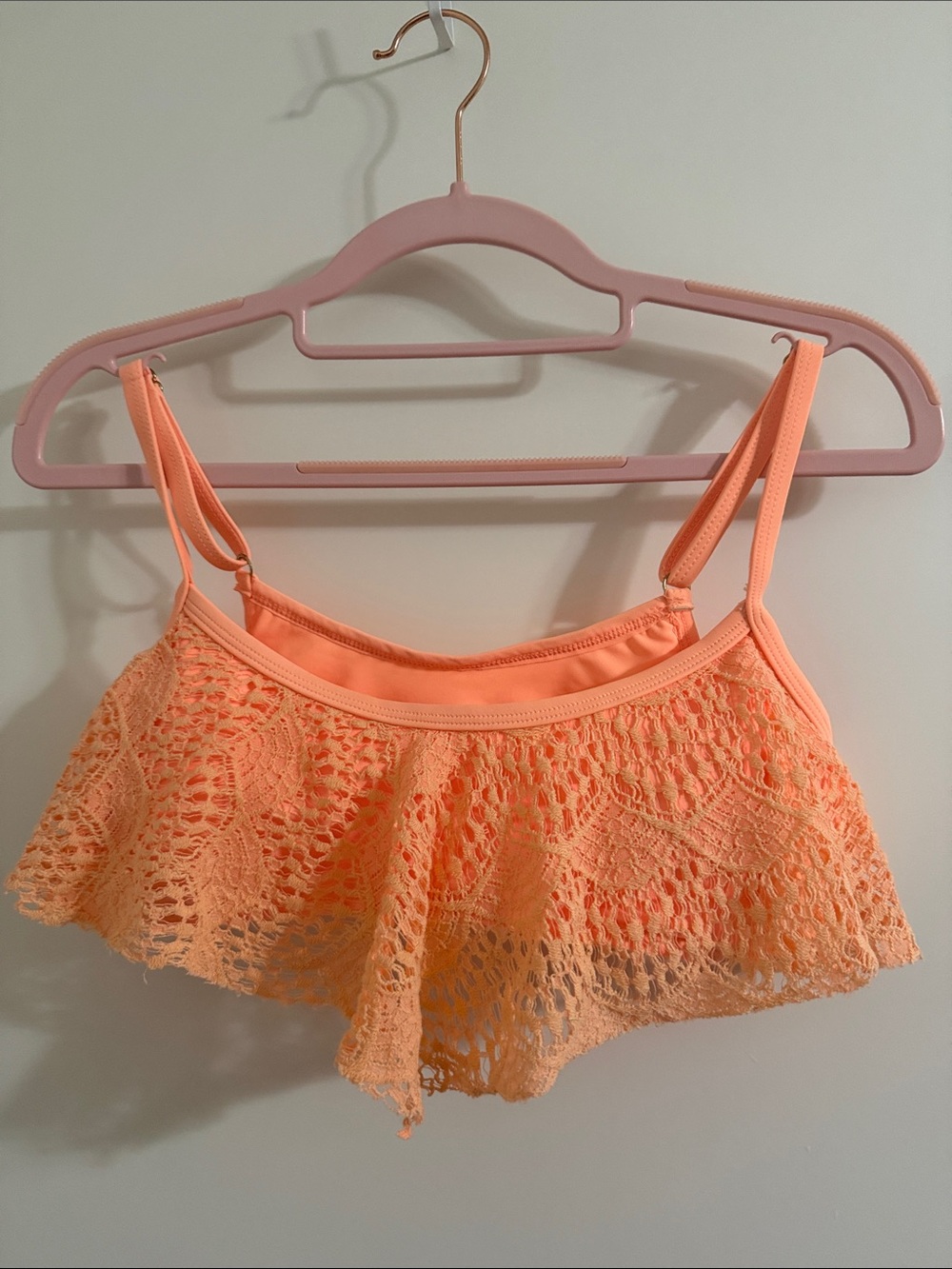 Xhilaration Peach Crochet Bikini Top